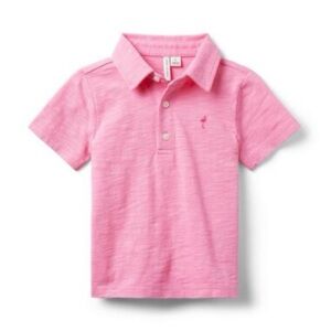 Janie and Jack Pink Flamingo Embroidered Polo